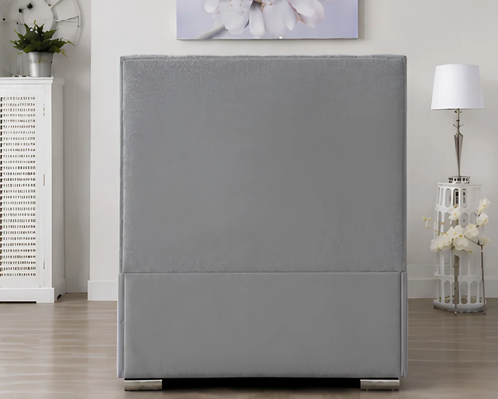 Light Grey Chesterfield Style Single Bed - Velvet Upholstered Bed Frame with mattress - Image 3