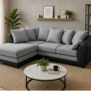 Upholstered Dylan 4 Seater grey Corner Sofa – Soft Cushioned Comfort