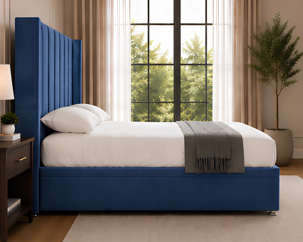 Ocean Blue Super King Ottoman Bed – Refined 200×200cm Upholstered Frame with Hidden Storage - Image 3
