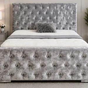 Luxury Florida Double Bed – Premium Upholstered Tufted Bed Frame with Mattress, 160 × 200 cm (4ft 6)
