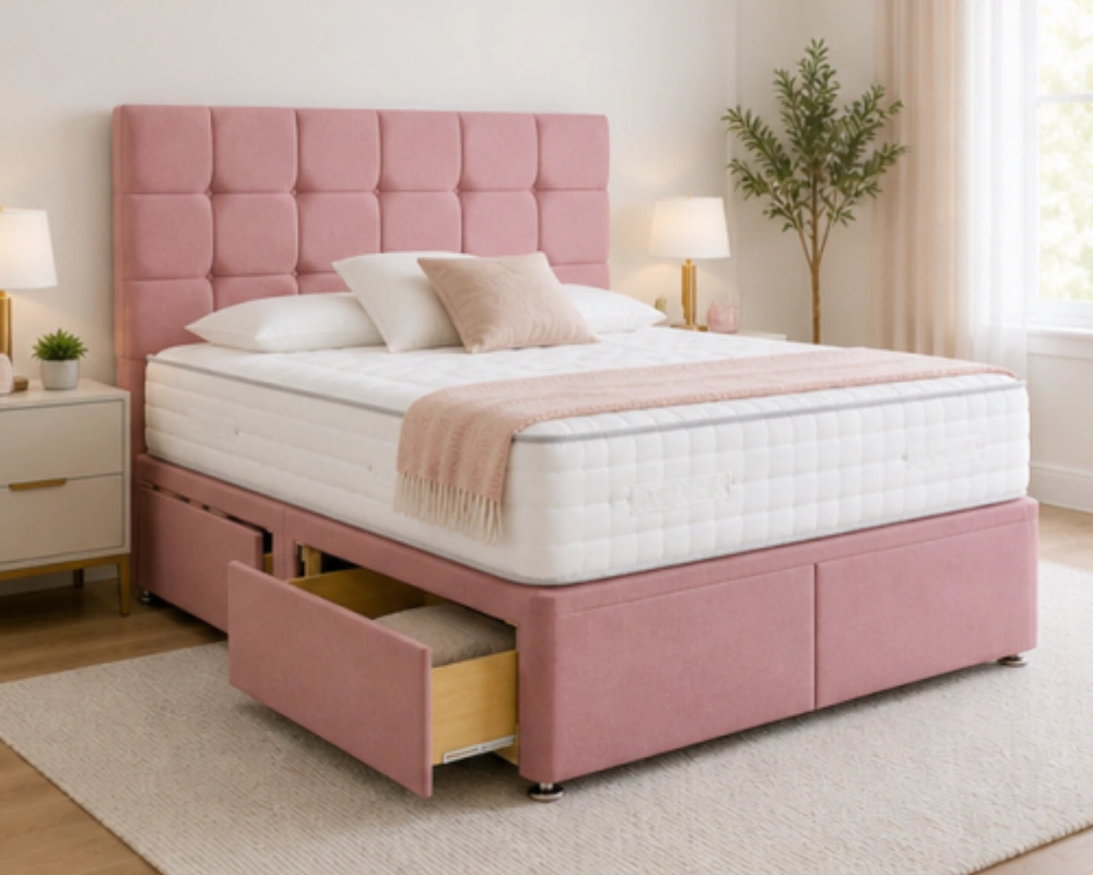 Premium Double Divan Bed Frame – Premium Double Divan Storage Bed - Elegant Double Divan Bed with Mattress - Image 2