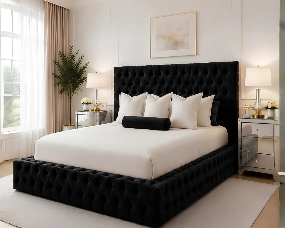 Luxury Black Ambassador Double Bed with Mattress – 4ft6 | 160 × 200 cm - Image 2