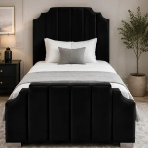 Arizona Modern Black Bed Frame-Arizona Single Bed-Single Black Bed-Bed with Mattress