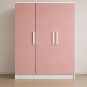 3 Door Pink Wardrobe - Stylish Modern Wardrobe for Bedroom - 3 Door Storage Cabinet