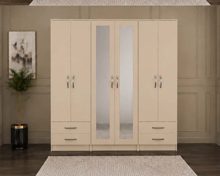 Spacious Wardrobe with 6 Doors, Mirrors and Storage Drawers | Stylish Contemporary Bedroom Storage Unit for Everyday Organisation - Image 2