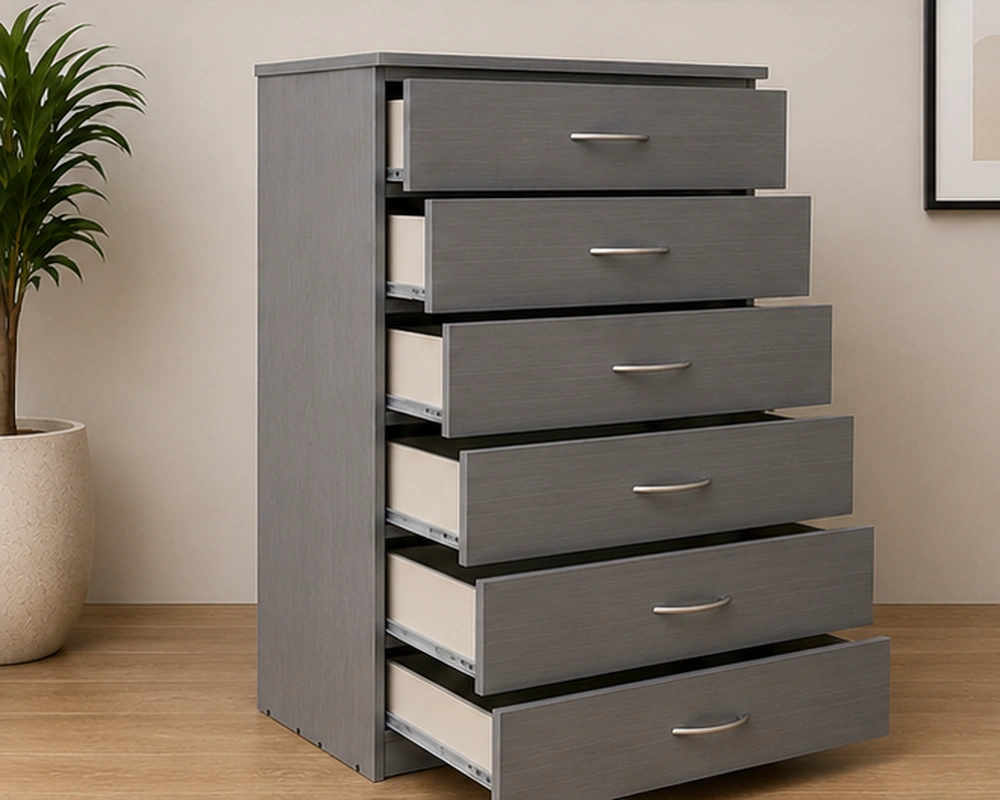 Elegant Grey 6 Drawer Chest – Spacious & Versatile Bedroom Furniture - Image 2