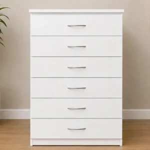 Classic White Drawer Chest – Six Drawer Bedroom Storage Solution