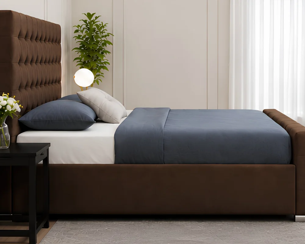 Classic Brown Florida 6ft Bed – 200×200cm with mattress Super King Luxury Tufted Headboard - Image 3