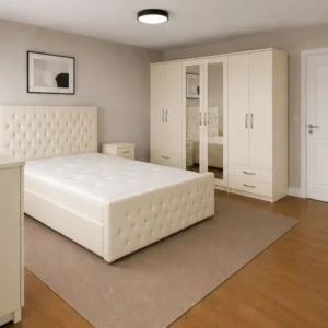 Dream Bedroom Double Bed Set - Six Door Wardrobe With Four Drawer - Chest of Five Drawers With Two Bed Side Table