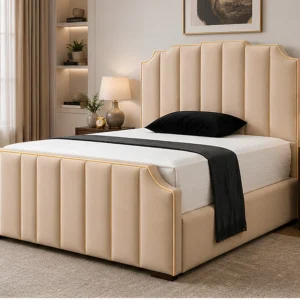 Luxury Beige Arizona King Size Bed with mattress -5ft Bed Frame-Contemporary 180x200 Bed