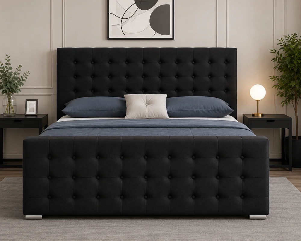 Luxury Black Florida King Bed with Mattress – 180 × 200 cm Premium Upholstered Frame - Image 2