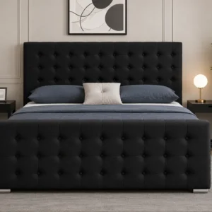 Luxury Black Florida Super King Bed – 200×200cm Premium Upholstered Frame with mattress