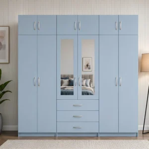 Premium Bedroom Wardrobe with 6 Doors 2 Mirrors & Multiple Storage Drawers
