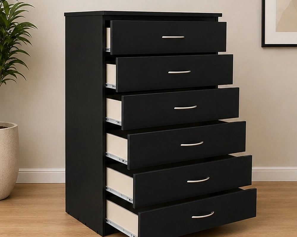 Matte Black Chest of 6 Drawers – Modern Furniture for Contemporary Homes - Image 2