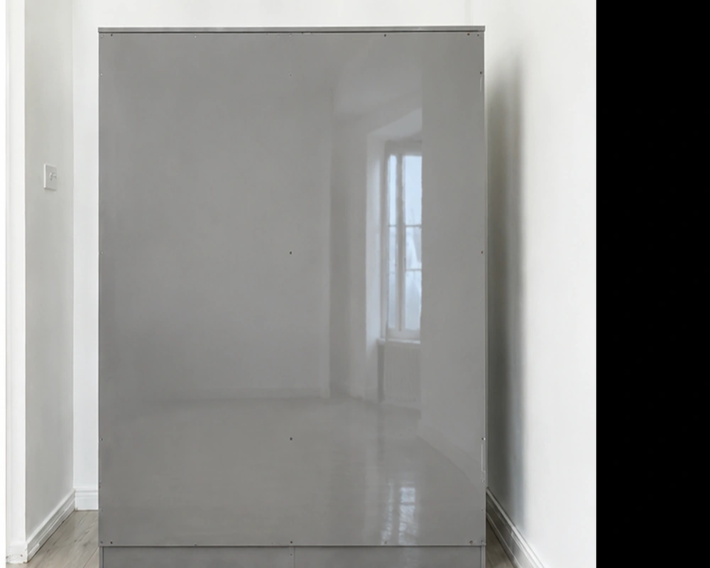 Pearl Grey 4 Door Wardrobe – Modern Mirrored Storage– Spacious Mirrored Storage - Image 4