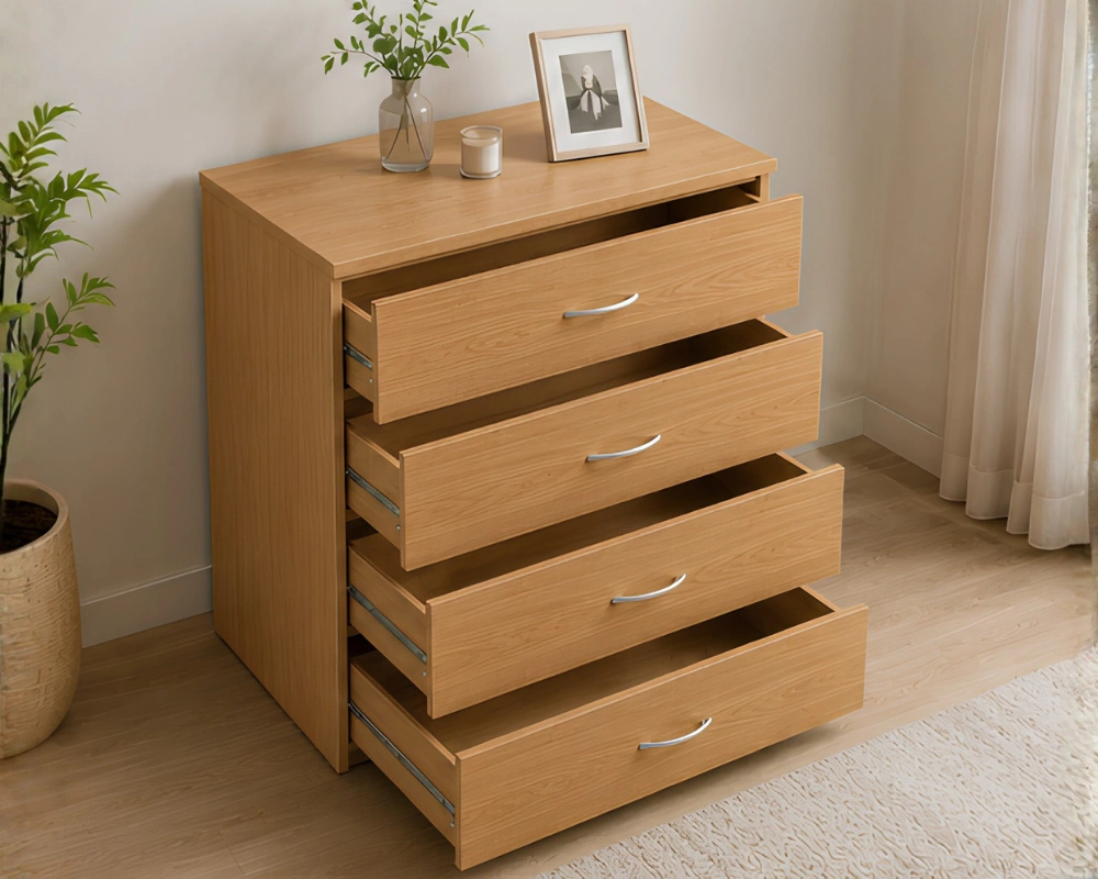 Chest of 4 Drawers - Four Drawers - Elegant Premium Wooden Bedroom Cabinet UK - Image 4