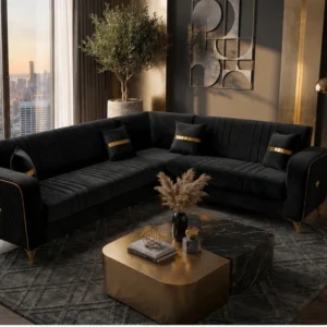 ORION Turkish Luxury Corner 6 seater Sofa Plush Velvet, Extra Comfort