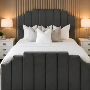 Dark Grey Arizona Double Bed 160x200 cm - Luxury Upholstered Bed-Bed with Mattress