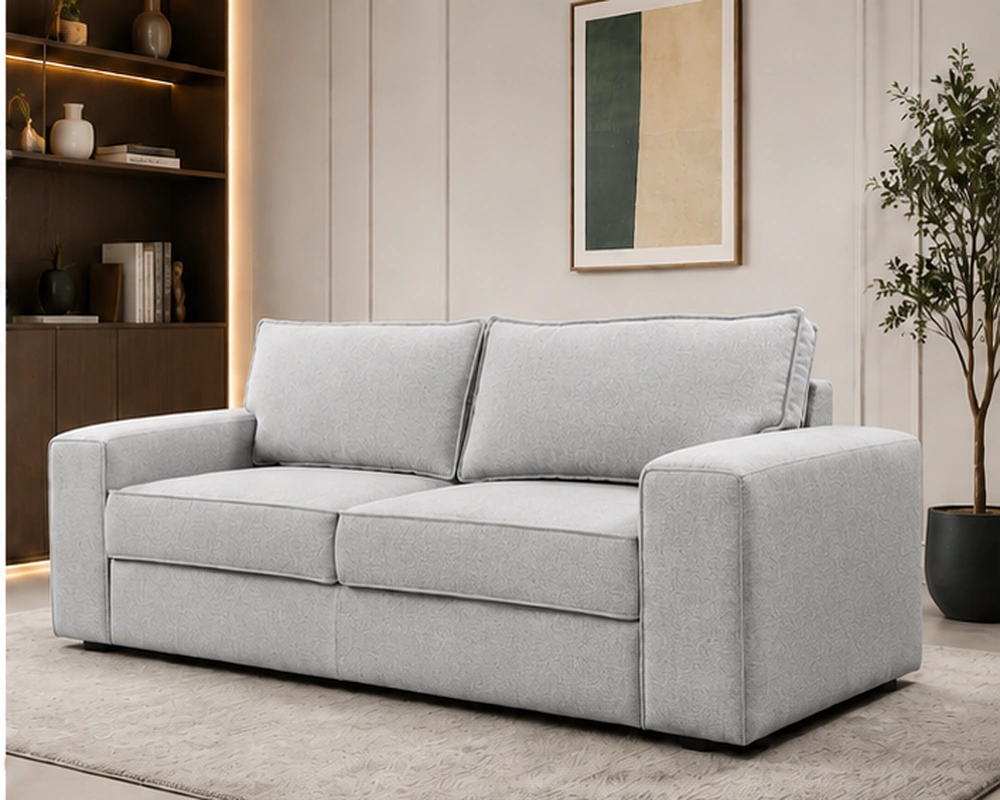 Modern Light Grey 2-Seater Sofa | Elegant Luxury Living Room Couch - Image 2
