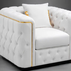 Madrid off White Armchair – Luxury Chesterfield Accent Chair with Gold Accents | UK