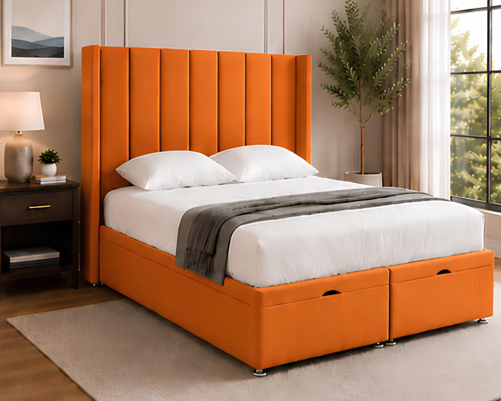 Double Size Gas Lift Bed Frame with Mattress - Elegant Double Ottoman Storage Bed - Image 2