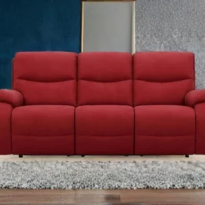 Red Fabric Recliner Sofa – Modern 3 Seater Living Room Sofa