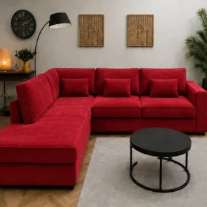 Modern Red L-Shaped Sectional Sofa | Elegant Luxury Corner Couch