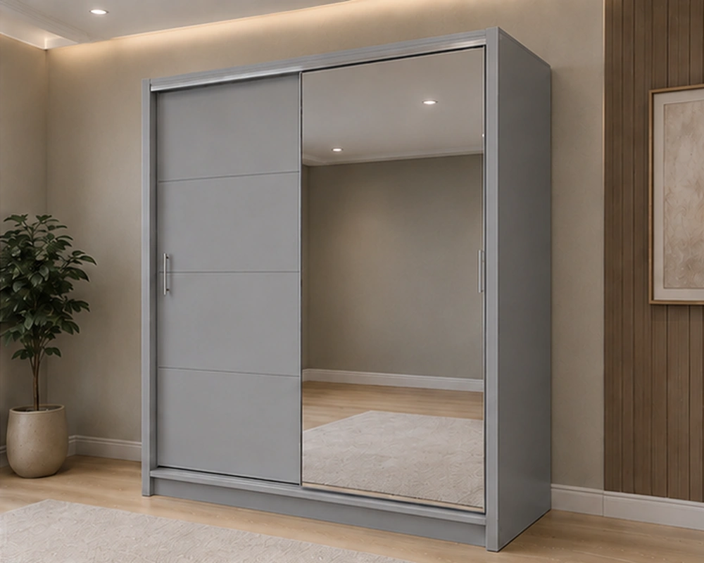 Large Modern Sliding Door Wardrobe with Mirror – Stylish Bedroom Storage Solution with Spacious Hanging Area, Multiple Shelves, Durable Construction and Space-Saving Design - Image 2