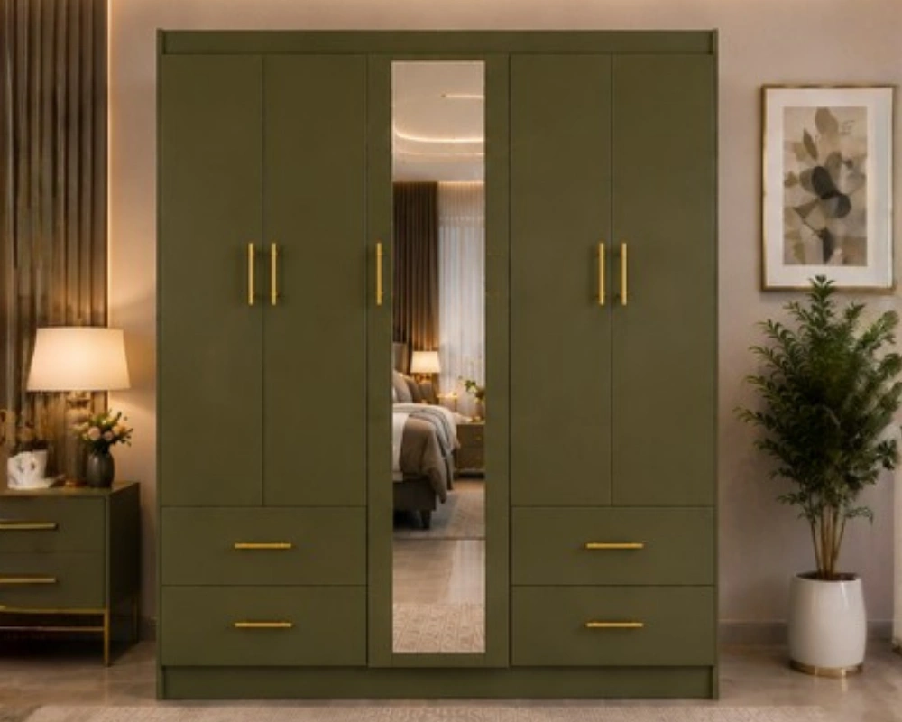 Modern 5 Door Wardrobe with Mirror & 4 Drawers Premium Design - Image 3