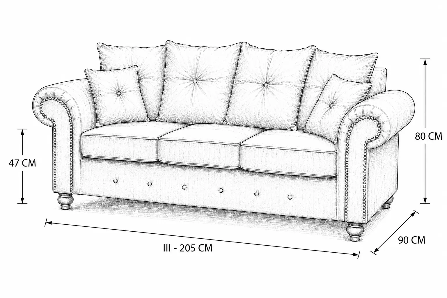 Luxury 3 Seater Sofa - 3 Seater Grey Sofa - Image 5
