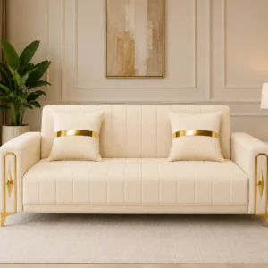 Luxury Turkish Sofa bed – 3 Seater Sofa with Gold Accents