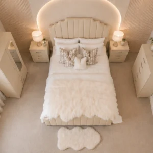 King Size Bed Furniture Set - two Door Wardrobe With two Drawer one mirror - Chest of Five Drawers With Two Bed Side Table