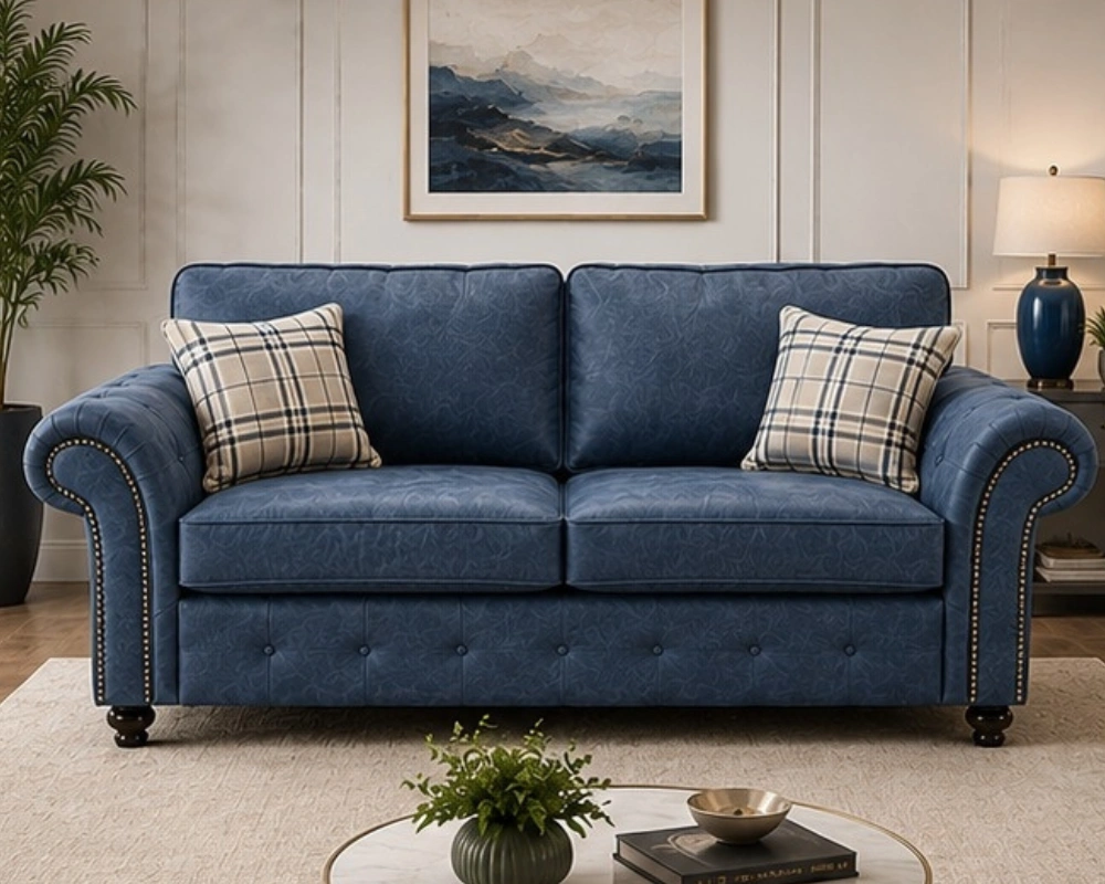Oakland 3 Seater Fabric Sofa – Classic Rolled Arm Design Stylish & Comfortable Couch with Deep Cushions & Premium Finish