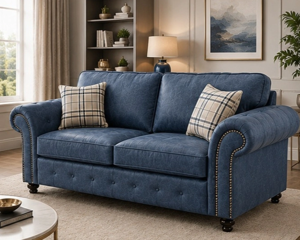 Oakland 3 Seater Fabric Sofa – Classic Rolled Arm Design Stylish & Comfortable Couch with Deep Cushions & Premium Finish - Image 3
