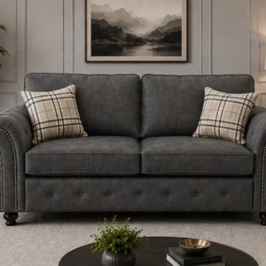 Oakland 3 Seater Fabric Sofa – Dark Grey Classic Design Modern Comfortable Couch with Deep Cushions & Elegant Finish