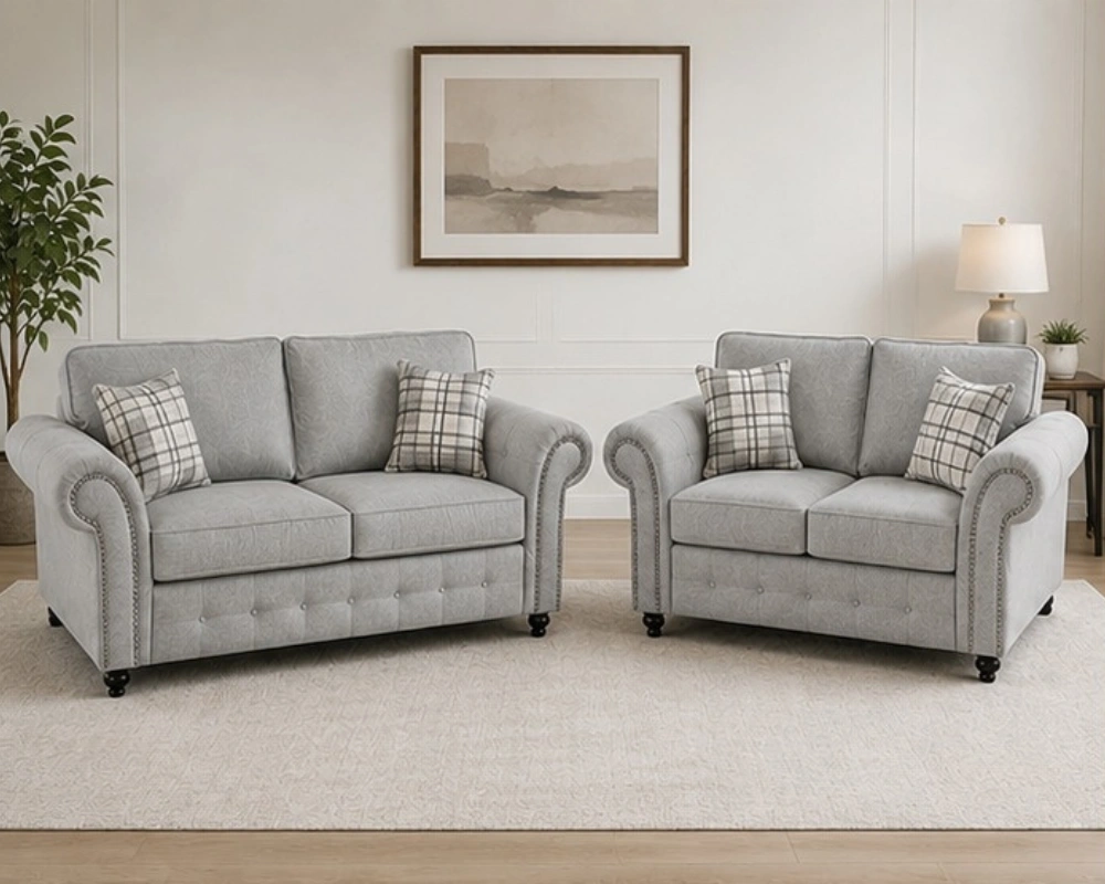 Luxury Chesterfield 3+2 Seater Sofa Set - Elegant Buttoned Upholstery with Classic Rolled Arms - Image 4
