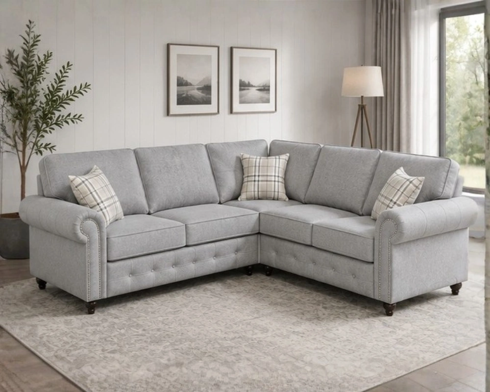 Grey Luxury Corner Sofa – Classic Elegance, Comfort & Sophisticated Style - Image 4