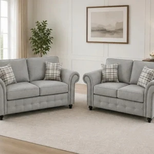 Luxury Chesterfield 3+2 Seater Sofa Set - Elegant Buttoned Upholstery with Classic Rolled Arms