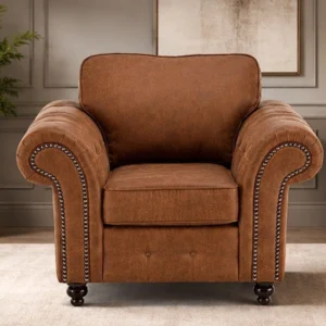 Oakland Sofa – Luxury Brown Curved Arm Design - Premium Comfort & Elegant Finish