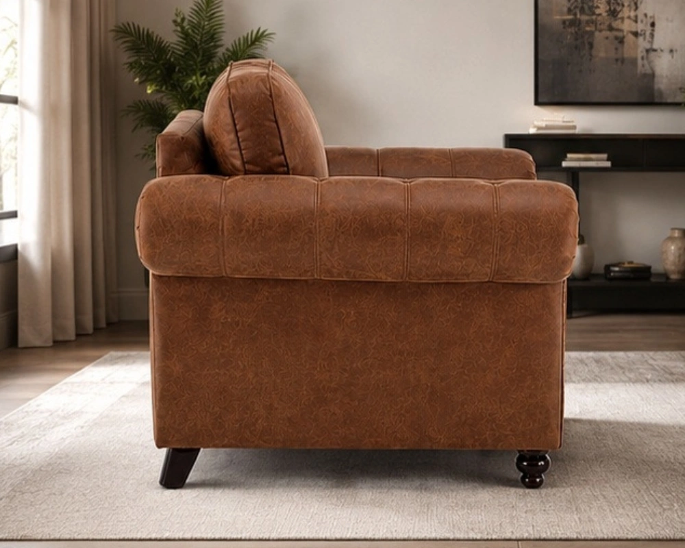 Oakland Sofa – Luxury Brown Curved Arm Design - Premium Comfort & Elegant Finish - Image 4