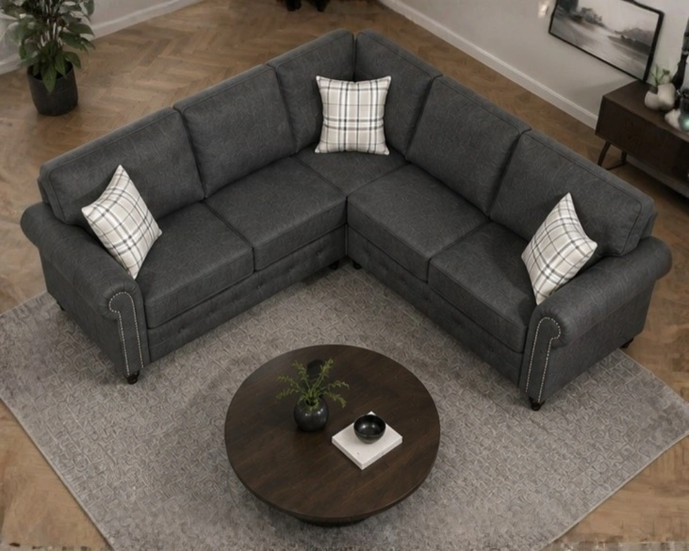 Charcoal Corner Sofa – Modern Comfort with Classic Elegance - Image 2