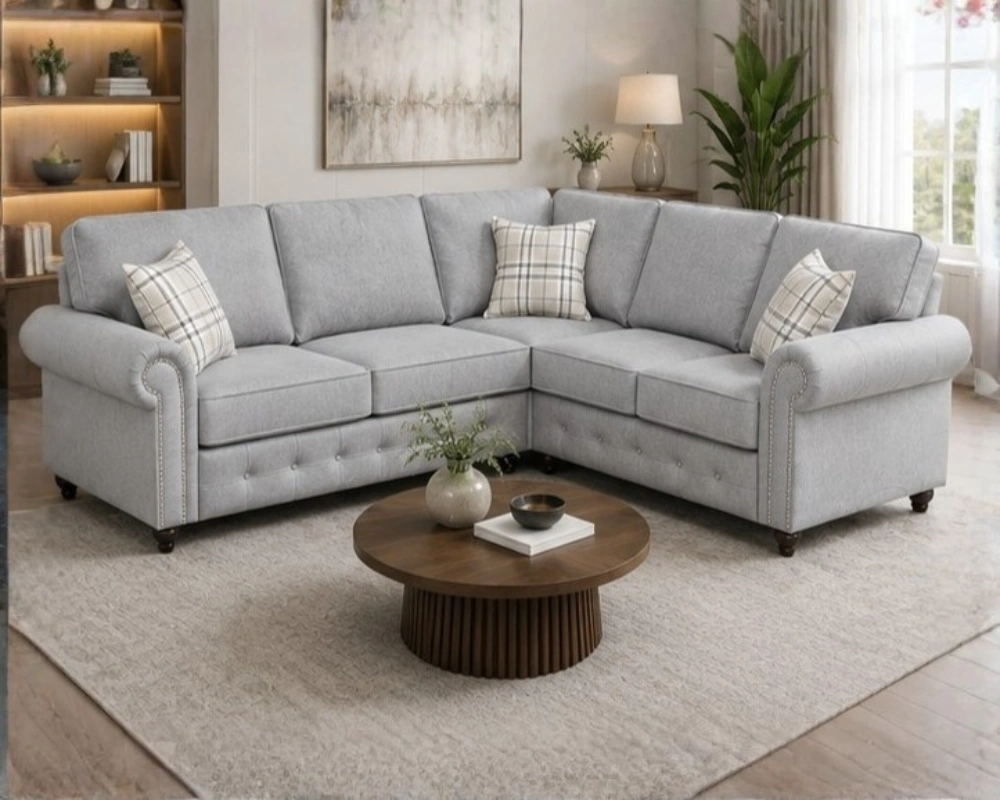 Grey Luxury Corner Sofa – Classic Elegance, Comfort & Sophisticated Style