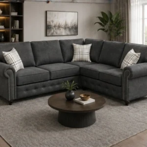 Charcoal Corner Sofa – Modern Comfort with Classic Elegance