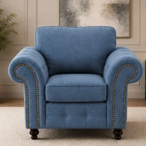 Oakland Sofa – Luxury Blue Curved Arm Design - Premium Comfort & Elegant Finish