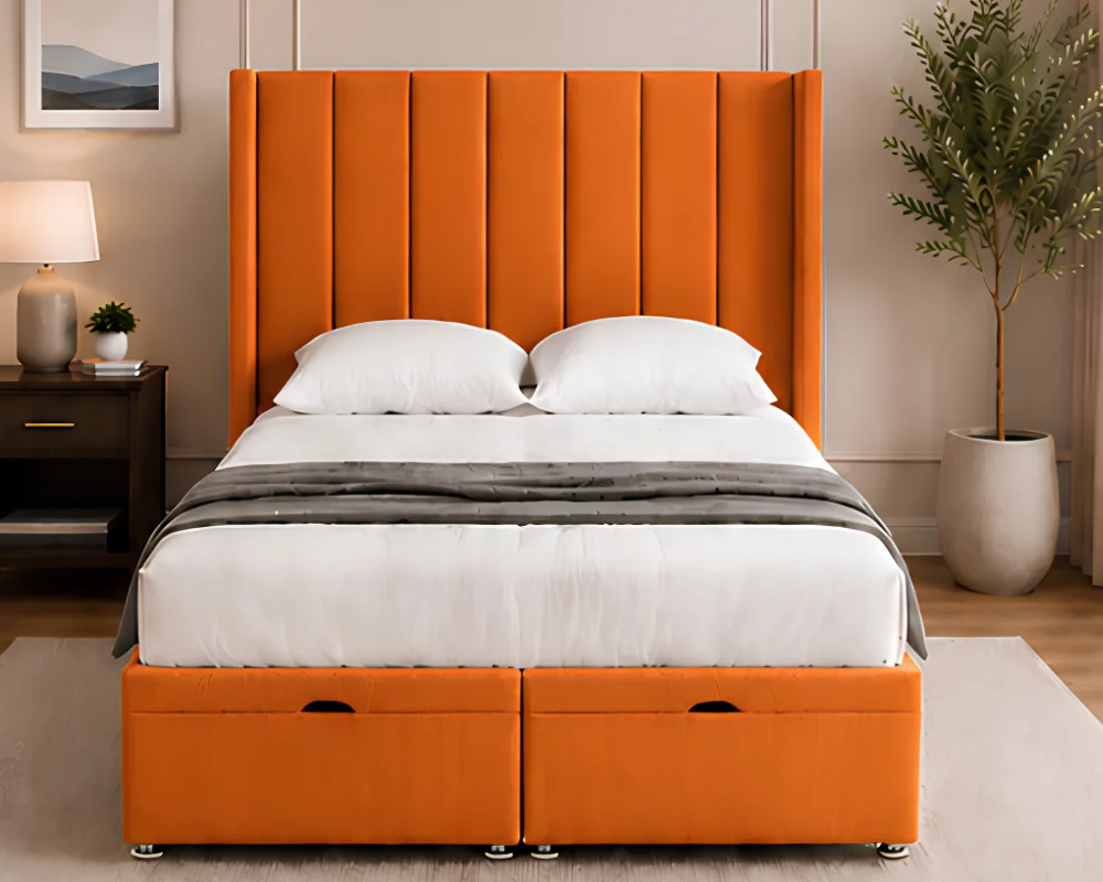 Double Size Gas Lift Bed Frame with Mattress - Elegant Double Ottoman Storage Bed