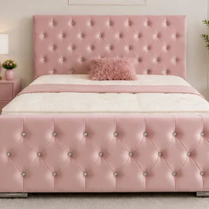 Blush Pink 6ft Florida Super King Size Bed – 200×200cm Premium Bedroom Style with mattress