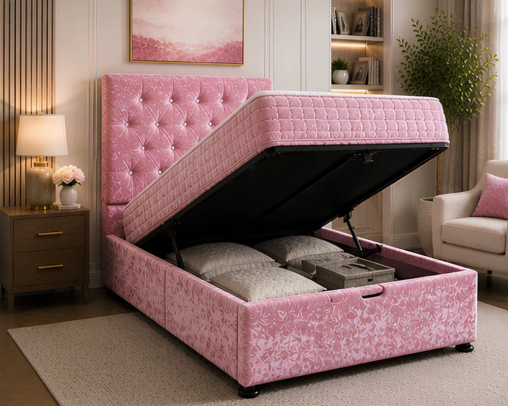Single Ottoman Bed with Spacious Storage - Single Modern Storage Bed with Mattress - Image 4