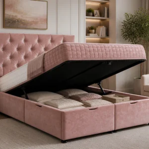 Modern Gas Lift King Storage Bed - Comfortable King Ottoman Bed with Mattress
