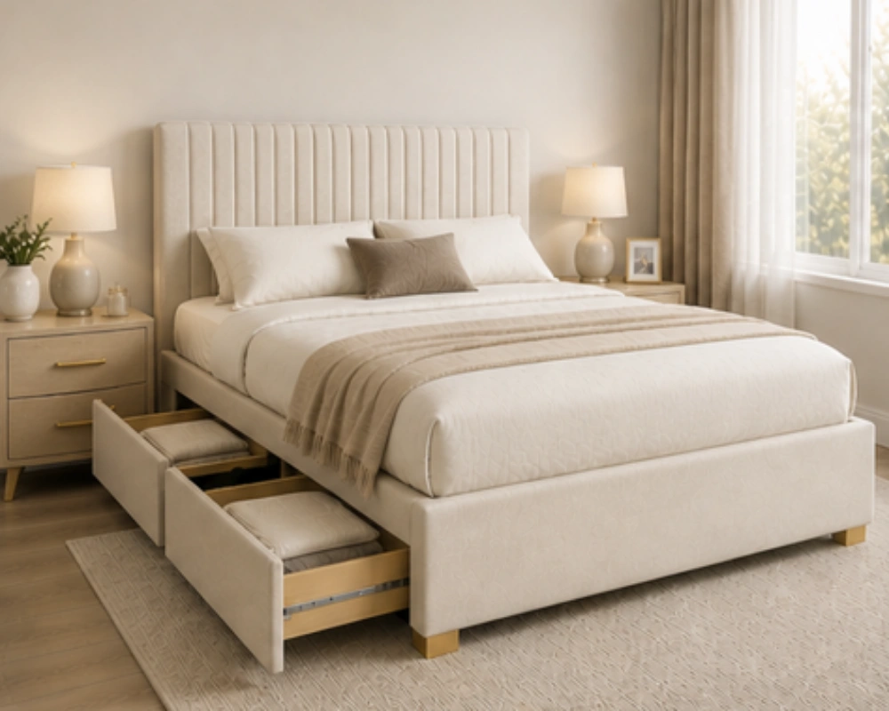 Storage Divan Bed Double Size - Modern Divan Storage Bed with Mattress - Image 2