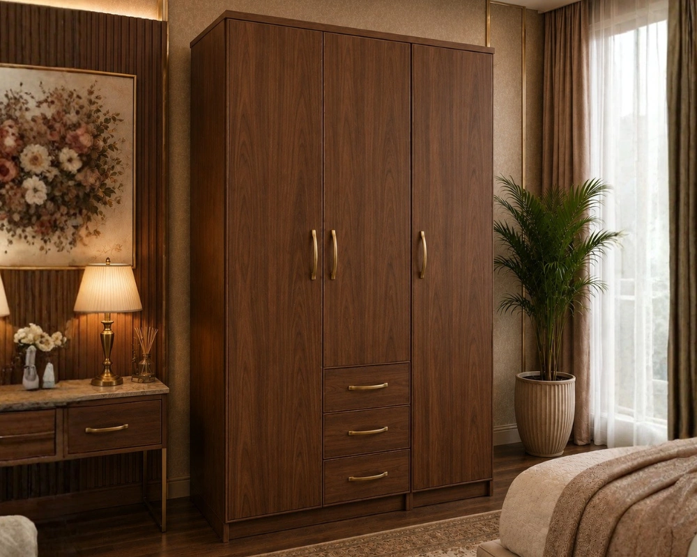 Spacious 3 Door Wardrobe with 3 Drawers - Elegant 3 Door Wardrobe with 3 Drawers - Image 2